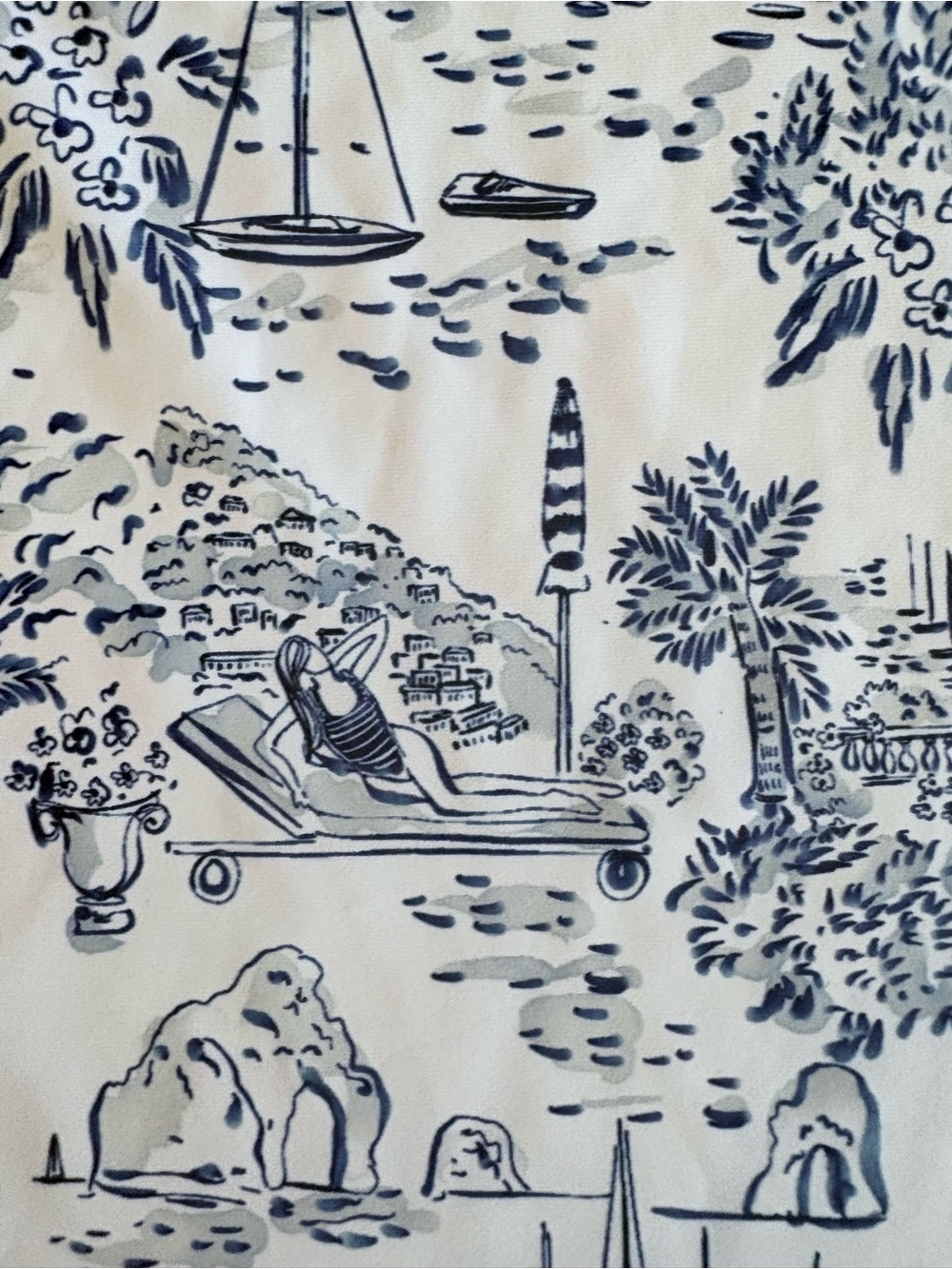 Smith & Quinn Women’s Blue Toile Shift Dress Mediterranean Beach Size Medium M - Picture 5 of 11